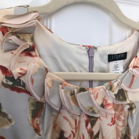 J Crew Floral Silk Dress with Ruffles - Picture 4 of 6